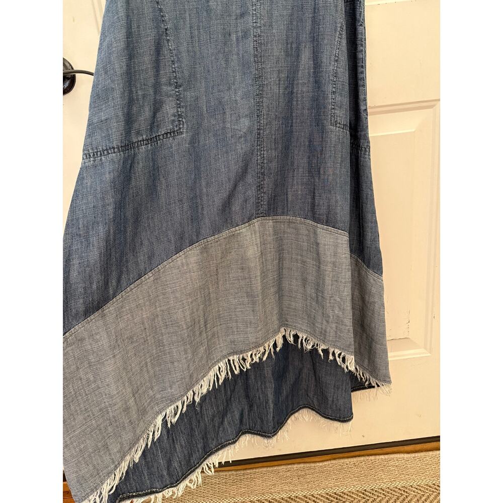 Nanette Lepore Denim Chambray Hi Low Maxi Dress Women's Size 6 Asymmetrical Hem - Picture 9 of 10